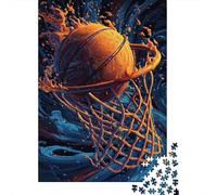Jigsaw Puzzles 1000 Pieces for Adults Flaming Basketball Hoop Art Adult Jigsaw Relax Games Difficult Challenge Help The Brain Exercise 70x50cm/1000pcs
