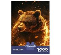 Jigsaw Puzzles 1000 Pieces for Adults Flaming Bear Majesty -2 Jigsaws for Adults Fun Games Stress Reliever Help The Brain Exercise 70x50cm/1000pcs