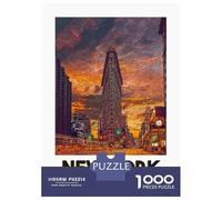 Jigsaw Puzzles 1000 Pieces for Adults Flat Iron Building Jigsaw for Adults Fun Games Presents for Women Help The Brain Exercise 70x50cm/1000pcs