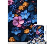 Jigsaw Puzzles 1000 Pieces for Adults Floral Arrangement with Blue And Pink Flowers Educational Toy Great Gifts And Toys Practical Game with Matching Poster And Trivia Sheet Size 50x75cm