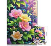 Jigsaw Puzzles 1000 Pieces for Adults Floral Bloom︰ Pink And Yellow Flowers Soothing Relaxing Leisure Time Accurate Interlock Precision Toy Size 50x75cm