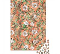 Jigsaw Puzzles 1000 Pieces for Adults Floral Fabric Pattern Orange White Adult Puzzles Relaxing Games Difficult Hard Deal As Gifts for The Whole Family 70x50cm/1000pcs
