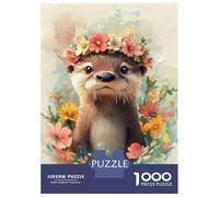 Jigsaw Puzzles 1000 Pieces for Adults Floral Otter Charm Jigsaw for Adults Fun Games Presents for Women Help The Brain Exercise 52x38cm/1000pcs