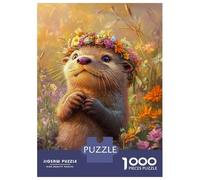 Jigsaw Puzzles 1000 Pieces for Adults Floral Otter in Bloom Jigsaw for Adults Fun Games Presents for Women Help The Brain Exercise 52x38cm/1000pcs