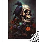 Jigsaw Puzzles 1000 Pieces for Adults Floral Raven Skull Jigsaw Puzzles 1000 Pieces for Adults 1000pcs (75x50cm)