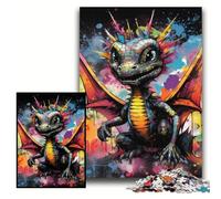 Jigsaw Puzzles 1000 Pieces for Adults Flying Dragon Graffiti Painting Wooden Jigsaw Brain Challenge, for Teenagers & Home Decor Size 50x75cm