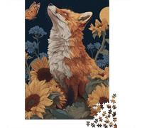 Jigsaw Puzzles 1000 Pieces for Adults Fox And Sunflowers Art Print Adult Puzzles Relaxing Games Difficult Hard Deal As Gifts for The Whole Family 70x50cm/1000pcs