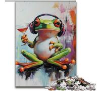 Jigsaw Puzzles 1000 Pieces for Adults Frog Listening to Music 1000 Piece Jigsaw Challenging Brain Teaser, Family Game Night (Size 50x75cm)