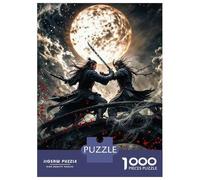 Jigsaw Puzzles 1000 Pieces for Adults Full Moon Duel Epic Sword Fight Poster Puzzles for Adults DIY Toys Home Decoration Help The Brain Exercise 52x38cm/1000pcs