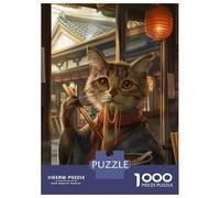 Jigsaw Puzzles 1000 Pieces for Adults Funny Cat Ramen Noodles Puzzle for Adults Family Game Wall Decoration for Birthday, Chrismas 70x50cm/1000pcs