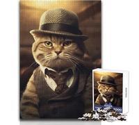 Jigsaw Puzzles 1000 Pieces for Adults Gangster Scottish Fold Cat Soothing Relaxing Leisure Time Accurate Interlock Precision Toy Size 38x26cm