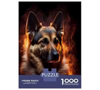 Jigsaw Puzzles 1000 Pieces for Adults German Shepherd Fire Adult Jigsaw Relax Games Difficult Challenge Help The Brain Exercise 52x38cm/1000pcs