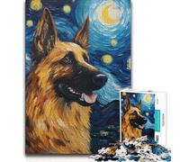 Jigsaw Puzzles 1000 Pieces for Adults German Shepherd Van Gogh Toy Intellectual Game Birthday Present Secret Santa Gifts (size 50x75cm)