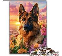 Jigsaw Puzzles 1000 Pieces for Adults German Shepherd Wooden Jigsaw Puzzles for Adults Challenging Brain Teaser for Teenager, Family Game Night Fun (Size 50x75cm)