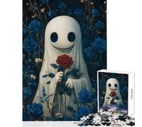 Jigsaw Puzzles 1000 Pieces for Adults Ghost with Red Rose Educational Toy Gift For Birthdays Relaxing Games Artists Collection, Fine Art Size 50x75cm
