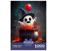 Jigsaw Puzzles 1000 Pieces for Adults Ghostly Witch in Cauldron Puzzle for Adults Hands-on Game Improve Memory Deal As Gifts for The Whole Family 38x26cm/1000pcs
