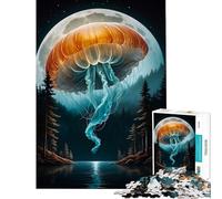 Jigsaw Puzzles 1000 Pieces for Adults Giant Jellyfish Flying Lak Toys Educational Games Practical Game Learning Educational Gifts Ideas (Size 50x75cm)
