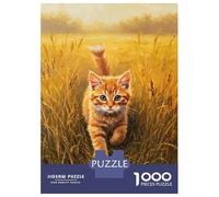 Jigsaw Puzzles 1000 Pieces for Adults Ginger Kitten in Golden Field Painting Jigsaw for Adults Relaxing Games Difficult Challenge for Birthday, Chrismas 52x38cm/1000pcs