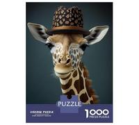Jigsaw Puzzles 1000 Pieces for Adults Giraffe Funny Animal Hat Puzzle for Adults Hands-on Game Improve Memory Deal As Gifts for The Whole Family 38x26cm/1000pcs