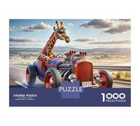 Jigsaw Puzzles 1000 Pieces for Adults Giraffe Hot Rod Road Trip Puzzles for Adults Fun Games Improve Memory Deal As Gifts for The Whole Family 52x38cm/1000pcs