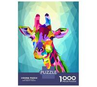 Jigsaw Puzzles 1000 Pieces for Adults Giraffe in Geometric Art Adult Jigsaw Relax Games Difficult Challenge Help The Brain Exercise 52x38cm/1000pcs