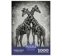 Jigsaw Puzzles 1000 Pieces for Adults Giraffe Pair in Black And White Puzzle for Adults Family Game Wall Decoration for Birthday, Chrismas 70x50cm/1000pcs