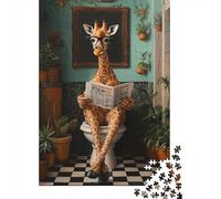 Jigsaw Puzzles 1000 Pieces for Adults Giraffe Reading Newspaper Paperboard Puzzles Family Decoration 1000pcs (38x26cm)