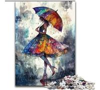 Jigsaw Puzzles 1000 Pieces for Adults Girl Holding An Umbrella Made of Wood, Making It A Great Gift for Family Fun size 50X75CM for Holidays, Birthdays, And Family Game Nights