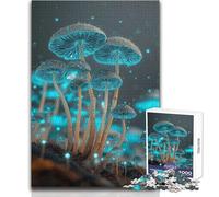 Jigsaw Puzzles 1000 Pieces for Adults Glowing Mushrooms in Enchanted Forest Enjoy Gentle Leisure Relaxation Stable Fit Accurate Cutting Toy Size 38x52cm