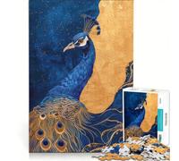 Jigsaw Puzzles 1000 Pieces for Adults Gold And Blue Peacock, Impossible Game, Challenging To Complete, for Is Ideal As A Gift (50x75cm)