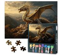Jigsaw Puzzles 1000 Pieces for Adults Golden Dragon Under the Setting Sun Puzzles Teens Educational Toys Challenging Puzzle Suitable for Game Nights Finished Size: 70x50cm