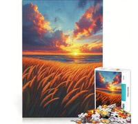 Jigsaw Puzzles 1000 Pieces for Adults Golden Field at Sunset by The Sea, Impossible Game, Challenging To Complete, for Is Ideal As A Gift (50x75cm)