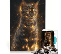 Jigsaw Puzzles 1000 Pieces for Adults Golden Glow Bengal Cat, Impossible Game, Challenging To Complete, for Is Ideal As A Gift (38x26cm)