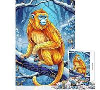 Jigsaw Puzzles 1000 Pieces for Adults Golden Monkey in Winter Forest Educational Games Improve Memory Anti-Stress Toys Enhance Love between Couples (38X26cm)