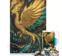 Jigsaw Puzzles 1000 Pieces for Adults Golden Phoenix Fantasy Art, Impossible Game, Challenging To Complete, for Is Ideal As A Gift (38x52cm)