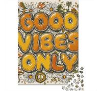 Jigsaw Puzzles 1000 Pieces for Adults Good Vibes Only Poster Adult Puzzles Relaxing Games Difficult Hard Deal As Gifts for The Whole Family 38x26cm/1000pcs