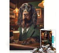 Jigsaw Puzzles 1000 Pieces for Adults Gordon Setter in The Pub, Relax Games, Pattern Assembly, Wishlist with Santa Claus (38x26cm)
