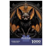 Jigsaw Puzzles 1000 Pieces for Adults Gothic Bat Cat Art Print Adult Puzzles Relaxing Games Difficult Hard Deal As Gifts for The Whole Family 38x26cm/1000pcs