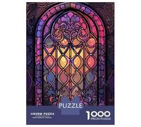 Jigsaw Puzzles 1000 Pieces for Adults Gothic Stained Glass Window Jigsaw Puzzle Relax Games Precision Cutting Unique Birthday And Gifts 52x38cm/1000pcs