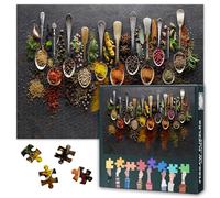 Jigsaw Puzzles 1000 Pieces for Adults - Gourmet Spices Collage: Rainbow Herbs for Cooking, Premium Art Puzzle - 27.5x19.7 in