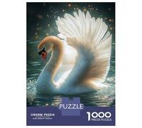 Jigsaw Puzzles 1000 Pieces for Adults Graceful Swan in Light Jigsaw for Adults Fun Games Presents for Women Help The Brain Exercise 52x38cm/1000pcs