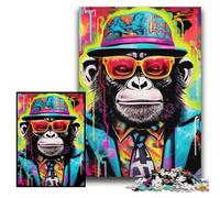 Jigsaw Puzzles 1000 Pieces for Adults Graffiti Painting Monkey cardboard Jigsaw Puzzles for Adults 26x38 cm Family Game Night Fun, DIY Decorative Artwork