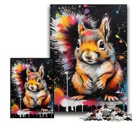 Jigsaw Puzzles 1000 Pieces for Adults Graffiti Painting Squirrel Challenging Puzzles 26x38 cm Perfect for Teenagers & Home Decor
