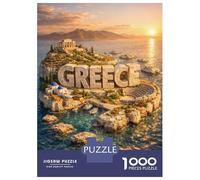Jigsaw Puzzles 1000 Pieces for Adults Greece Island with Ancient Ruins Adult Jigsaw Relax Games Difficult Challenge Help The Brain Exercise 38x26cm/1000pcs