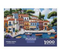 Jigsaw Puzzles 1000 Pieces for Adults Greece Mediterranean Village Scene Jigsaw Puzzle Relax Games Precision Cutting Unique Birthday And Gifts 70x50cm/1000pcs