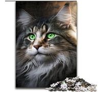 Jigsaw Puzzles 1000 Pieces for Adults Green Eyes Maine Coon Puzzles for Adults size 26x38cm Birthday Gift Idea, Challenging Brain Teaser Game