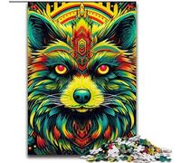 Jigsaw Puzzles 1000 Pieces for Adults Green Raccoon cardboard Jigsaw Brain Challenge, for Teenagers & Home Decor 26x38cm