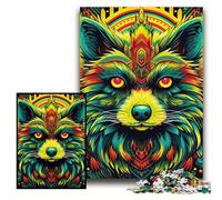 Jigsaw Puzzles 1000 Pieces for Adults Green Raccoon cardboard Jigsaw Brain Challenge, for Teenagers & Home Decor Size 26x38cm
