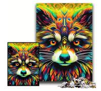 Jigsaw Puzzles 1000 Pieces for Adults Green Raccoon Impossible Jigsaw Puzzles for Adults Size 50x75cm Brain Teaser, Adult Game, Family Interactive Activity