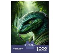Jigsaw Puzzles 1000 Pieces for Adults Green Snake Art Print Puzzle for Adults Family Game Improve Memory Unique Birthday And Gifts 38x26cm/1000pcs
